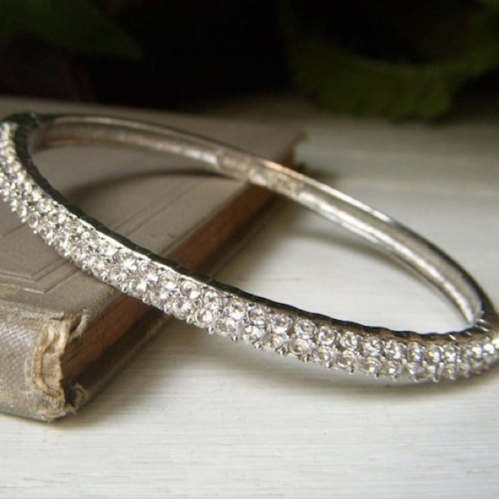 Vintage Nolan Miller Pave Clear Rhinestone Silver Bracelet